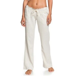 Roxy Women's Stone Solid Linen Blend Oceanside Pant Size XL Beach Coastal